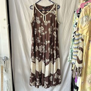 VTG 90s Floral Maxi Dress Medium Fairy Earthy Goblin Grunge Forest Earth Boho